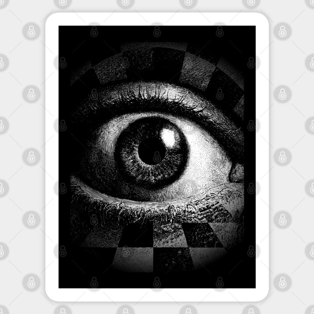 Checkerboard Eye - Surreal Concept Art for Chess Lovers Sticker by TuncGK